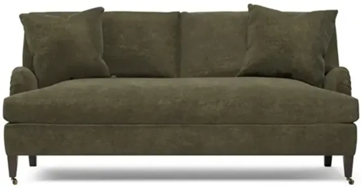Cordelia Tuscan Olive Velvet Bench Cushion Sofa - 79"
