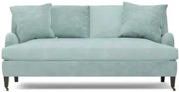 Cordelia French Blue Velvet Bench Cushion Sofa - 79"