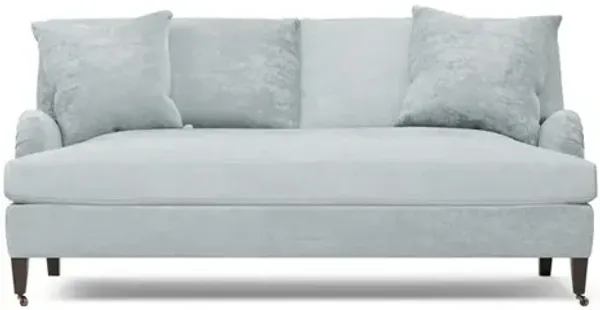 Cordelia Pale Blue Velvet Bench Cushion Sofa - 79"