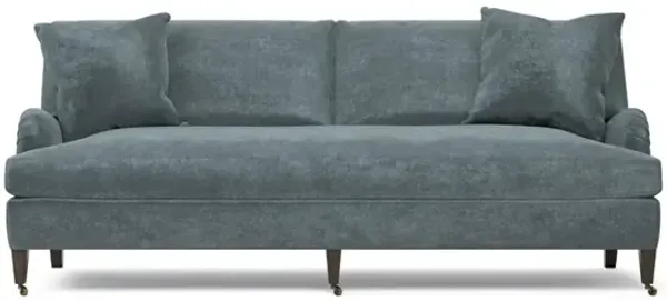 Cordelia Slate Blue Velvet Bench Cushion Sofa - 93"