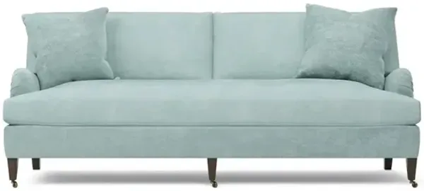 Cordelia French Blue Velvet Bench Cushion Sofa - 93"