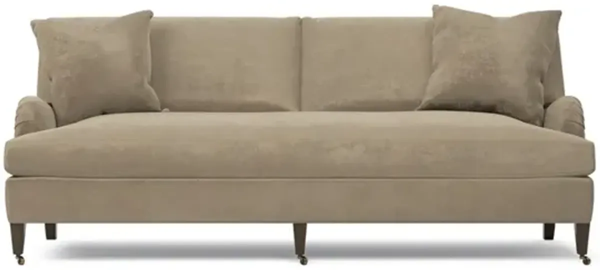 Cordelia Wheat Velvet Bench Cushion Sofa - 93"