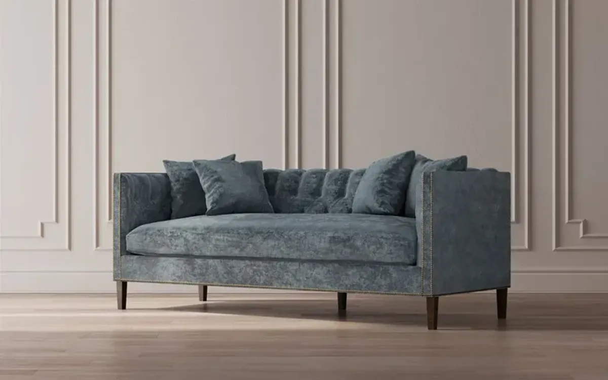 Winifred Sage Green Velvet Bench Cushion Sofa - 92"