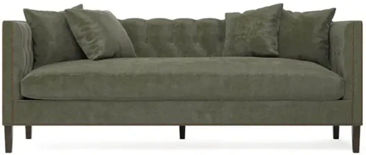 Winifred Sage Green Velvet Bench Cushion Sofa - 92"