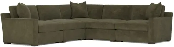 Kamryn Tuscan Olive Velvet Modular 5-Piece Corner Sectional - 115”