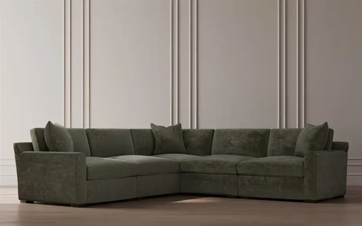 Kamryn Pale Blue Velvet Modular 5-Piece Corner Sectional - 115”