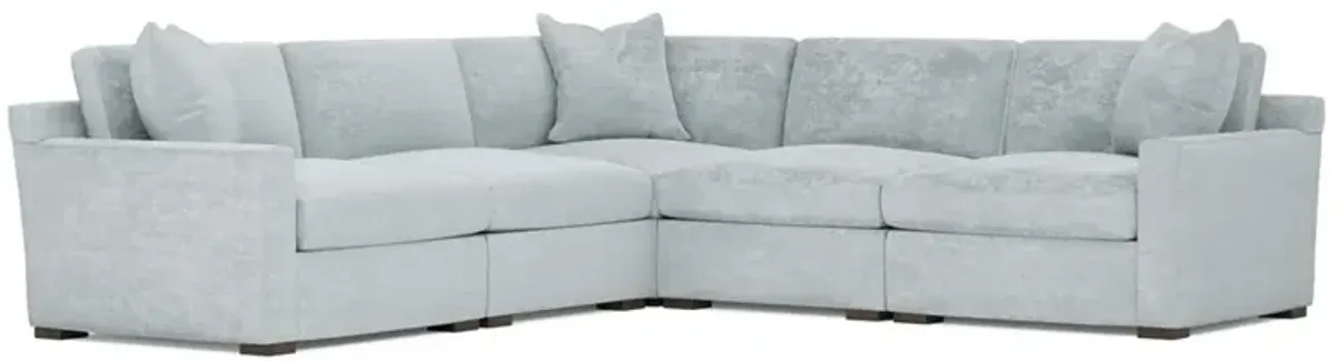 Kamryn Pale Blue Velvet Modular 5-Piece Corner Sectional - 115”