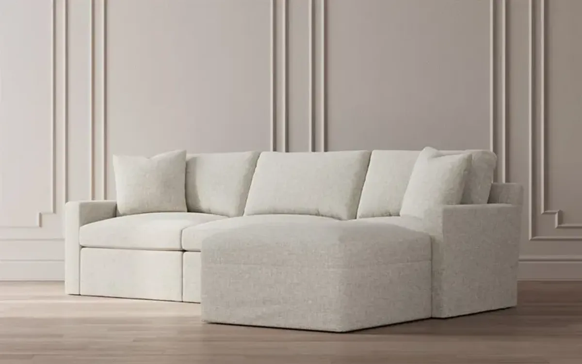 Kamryn Eggshell Blue Performance Slipcovered Modular 4-Piece Chaise Sectional - Right Chaise - 115”