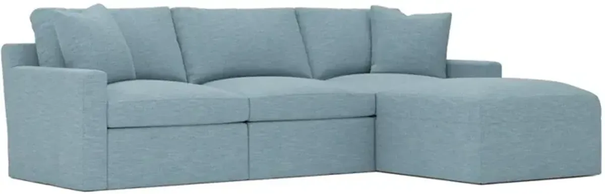 Kamryn Eggshell Blue Performance Slipcovered Modular 4-Piece Chaise Sectional - Right Chaise - 115”