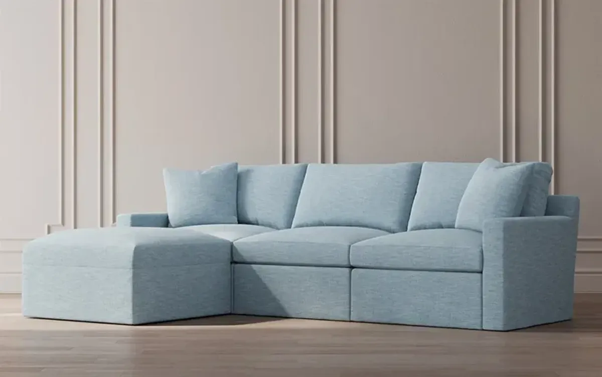 Kamryn Truffle Performance Slipcovered Modular 4-Piece Chaise Sectional - Left Chaise - 115”