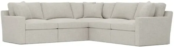 Kamryn Fog Textured Weave Slipcovered Modular 5-Piece Corner Sectional - 115”