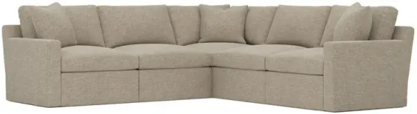 Kamryn Sand Textured Weave Slipcovered Modular 5-Piece Corner Sectional - 115”