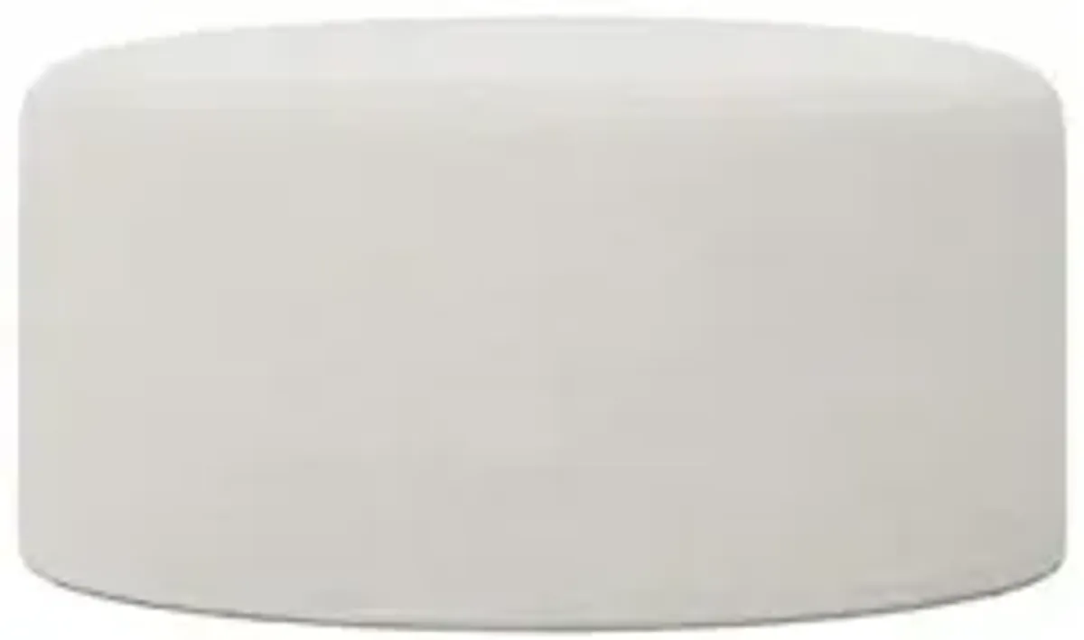 Lexie Pearl Textured Weave Slipcovered Round Ottoman - 37”