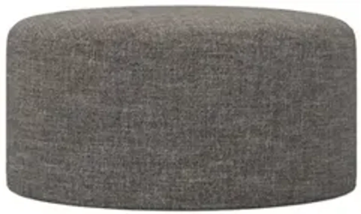 Lexie Truffle Performance Slipcovered Round Ottoman - 37”