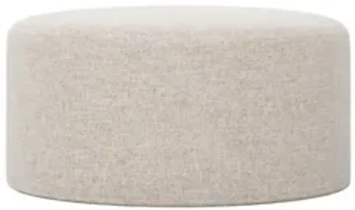 Lexie Straw Performance Slipcovered Round Ottoman - 37”