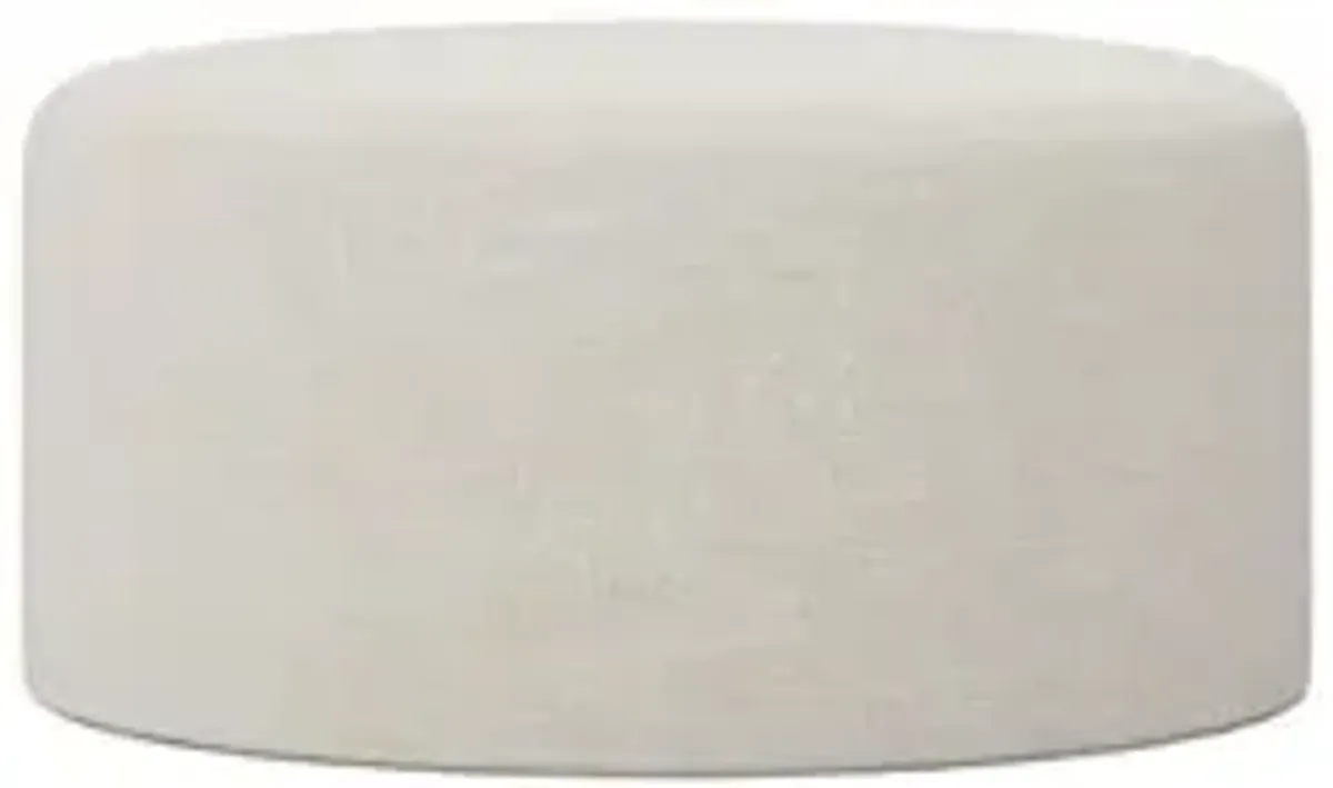 Lexie Sea Salt Performance Slipcovered Round Ottoman - 37”