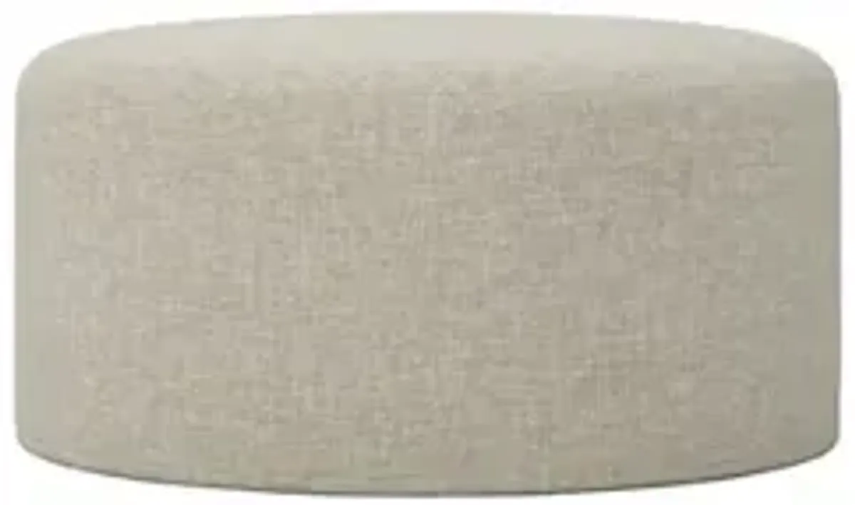 Lexie Baby Fawn Performance Slipcovered Round Ottoman - 37”