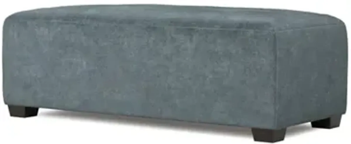 Macklin Slate Blue Velvet Rectangular Ottoman - 53”