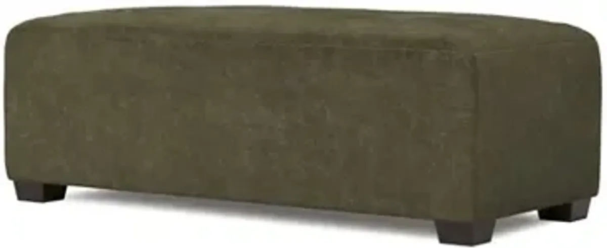 Macklin Tuscan Olive Velvet Rectangular Ottoman - 53”