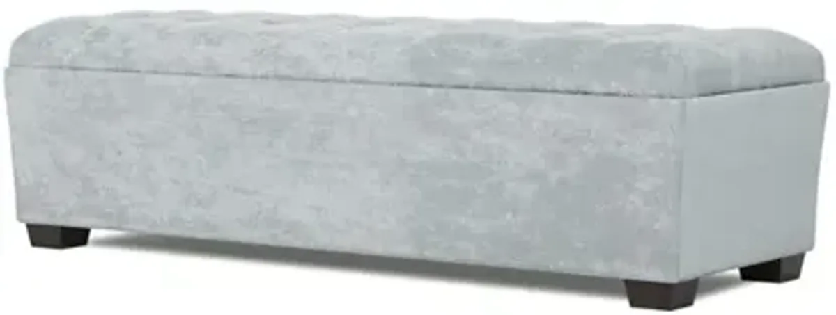 Macklin Pale Blue Velvet Tufted Rectangular Ottoman - 63”