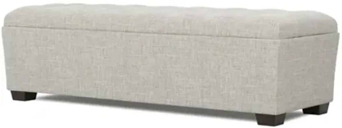 Macklin Fog Textured Weave Tufted Rectangular Ottoman - 63”