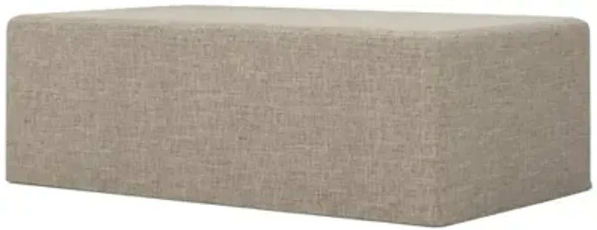 Lexie Sand Textured Weave Slipcovered Rectangular Ottoman - 53”
