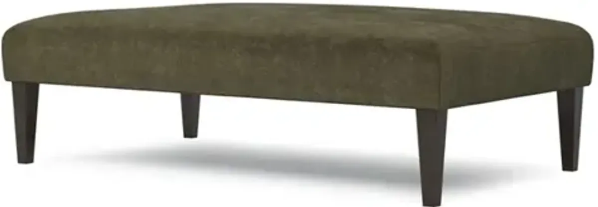 Kavita Tuscan Olive Velvet Rectangular Ottoman - 63”