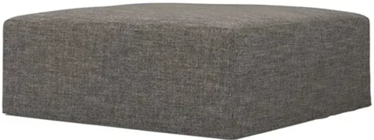 Lexie Truffle Performance Slipcovered Square Ottoman - 53”