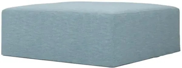 Lexie Eggshell Blue Performance Slipcovered Square Ottoman - 53”