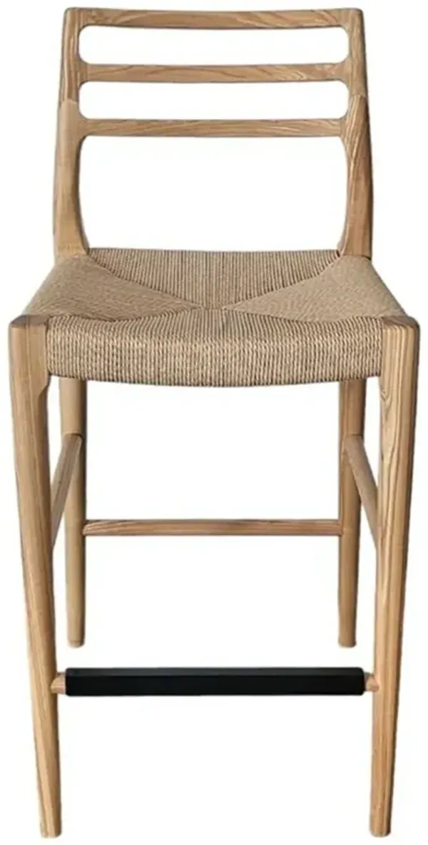 Mira Coastal Beach Natural Wood Rope Counter Stool