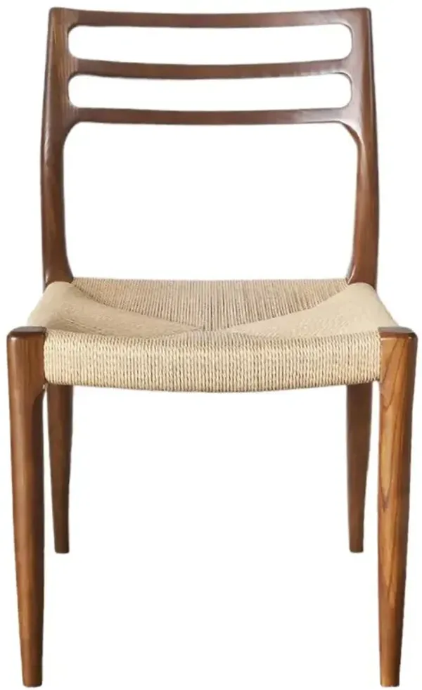 Mira Coastal Beach Brown Wood Rope Dining Chair - Set of 2