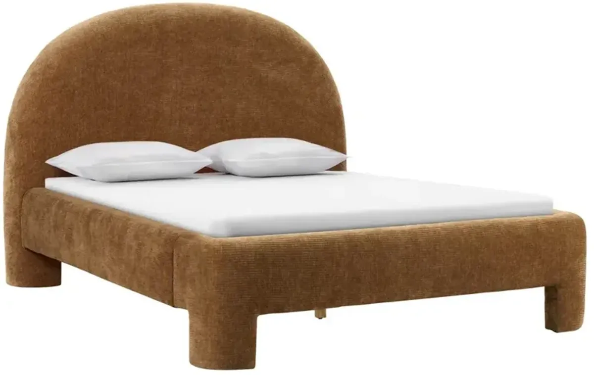 Leigh Modern Classic Brown Upholstered Curved Bed - King