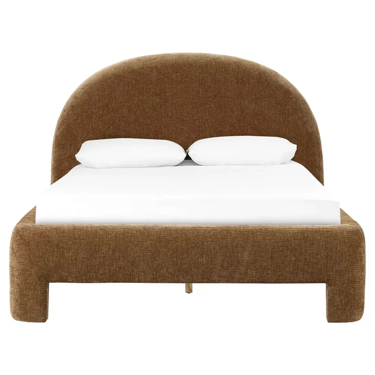 Leigh Modern Classic Brown Upholstered Curved Bed - King