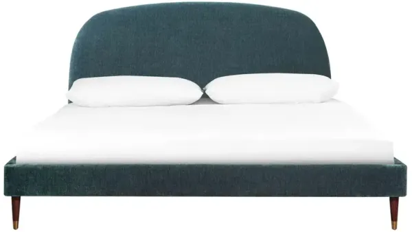 Melia Modern Classic Blue Velvet Wood Bed - King