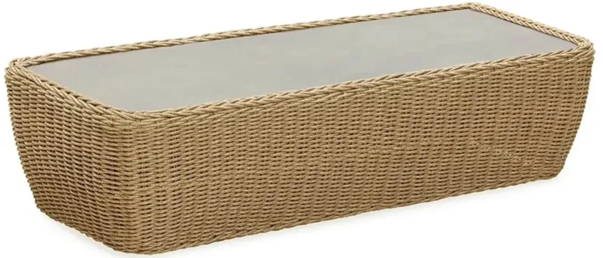 Viana Coastal Natural Wicker Stone Outdoor Coffee Table