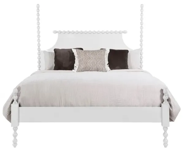Elio Updated Traditional White Wood Spindle Poster Bed - King