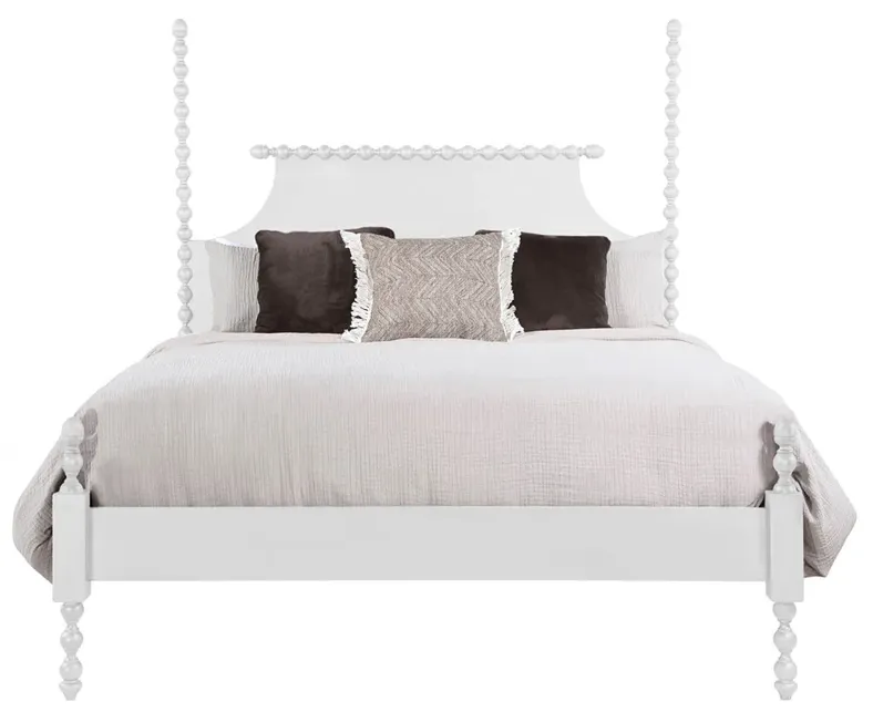 Elio Updated Traditional White Wood Spindle Poster Bed - King