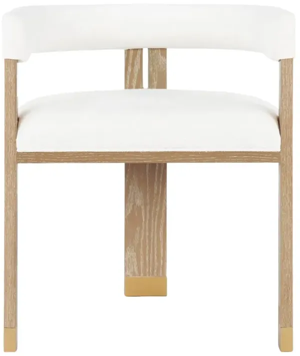 Worlds Away Jude Modern Classic White Performance Linen Cerused Oak Barrel Chair