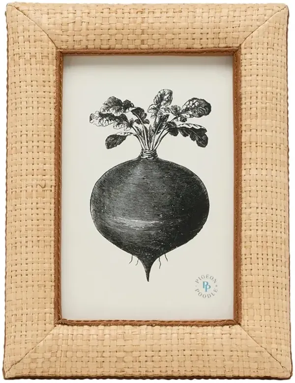 Pigeon and Poodle Hanford Coastal Natural Raffia Brown Leather Trim Photo Frame - 4x6