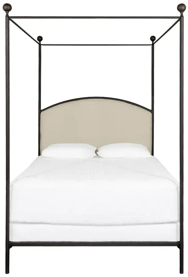 Charlotte Updated Traditional Cream Performance Black Iron Canopy Bed - King