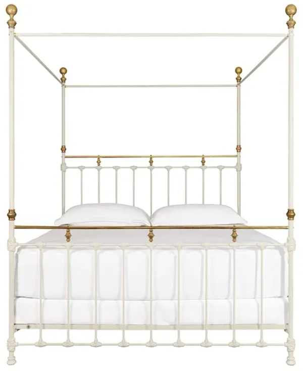Isabella Updated Traditional Cream Iron Canopy Bed - Cal King
