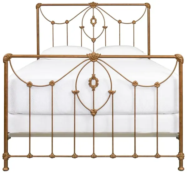 Margaret Updated Traditional Vintage Gold Iron Bed - Queen