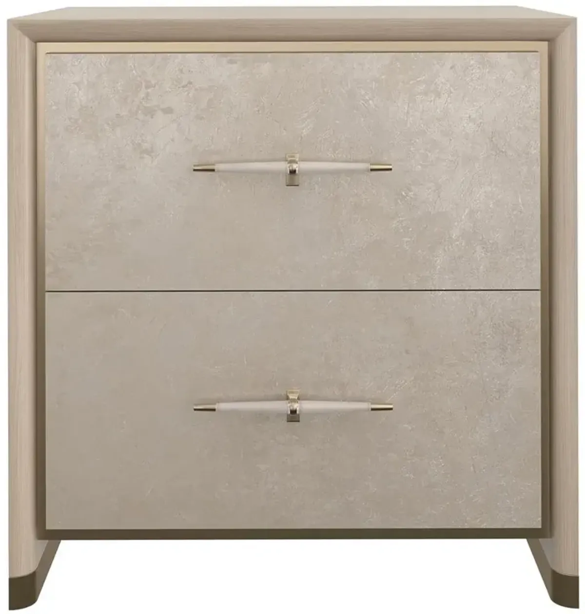 Open Box Leonna Modern Classic Brown Wood Gold Accent 2 Drawer Nightstand - Small