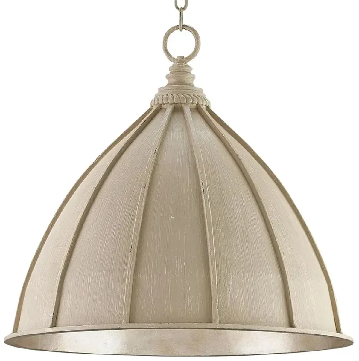 Open Box James French Country Silver Leaf Cream Shade Metal Light Pendant