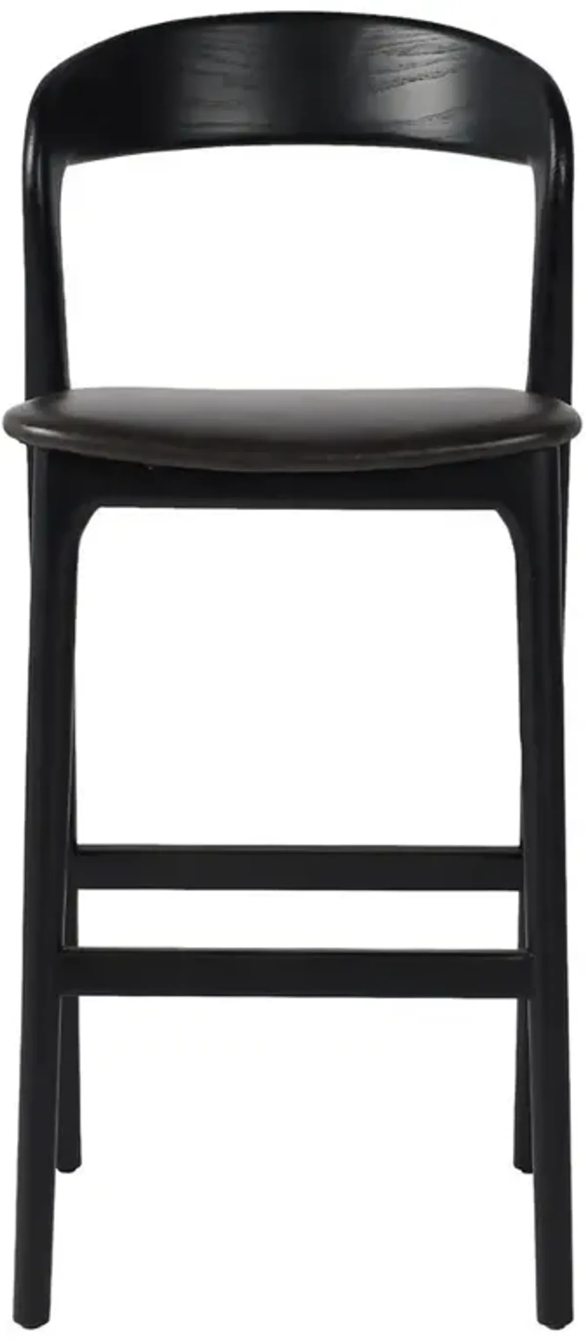 Open Box Nanda Modern Classic Black Upholstered Leather Seat Solid Ash Wood Bar Stool