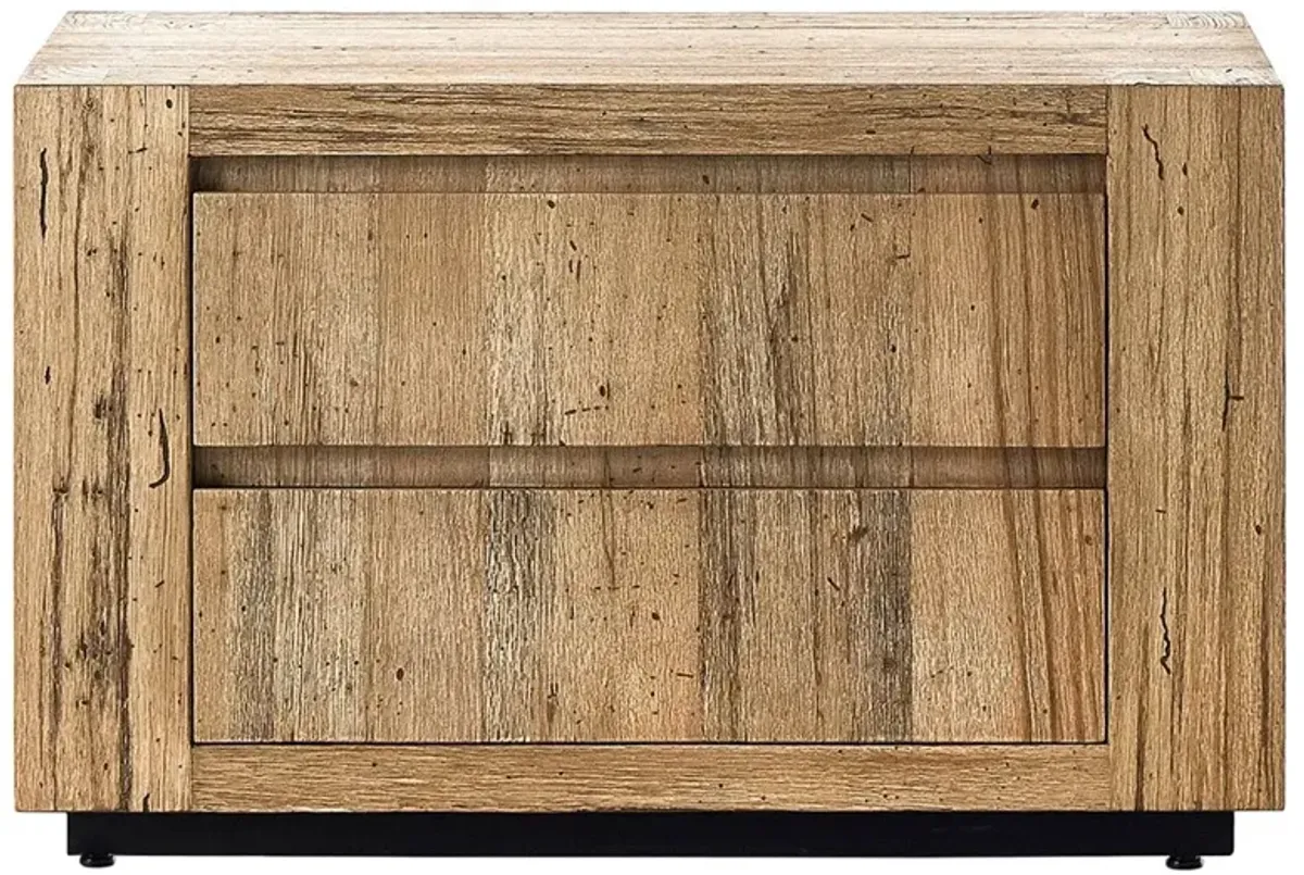 Open Box Oliver Rustic Lodge Brown Oak Wood 2 Drawer Nightstand