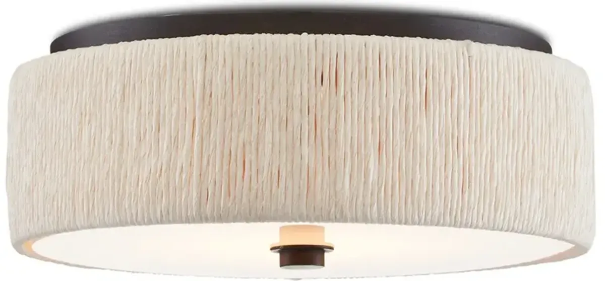 Open Box Thalia Coastal Beach Black Iron Natural Paper Twine Flush Mount