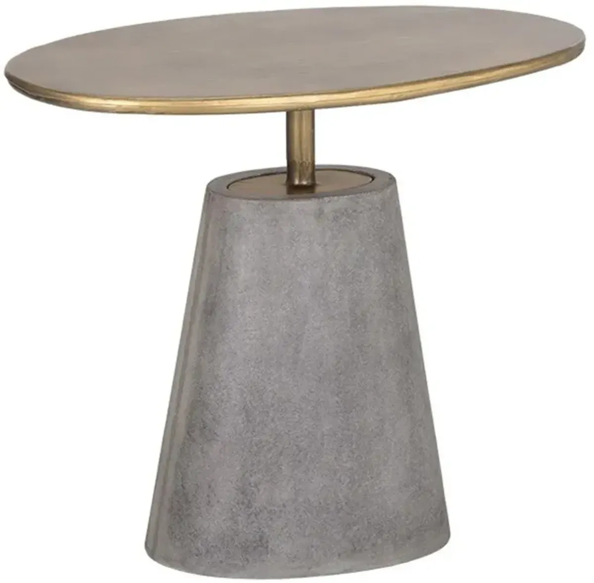 Open Box Atholl Hollywood Regency Brass Steel Top Grey Concrete Base Oval End Table