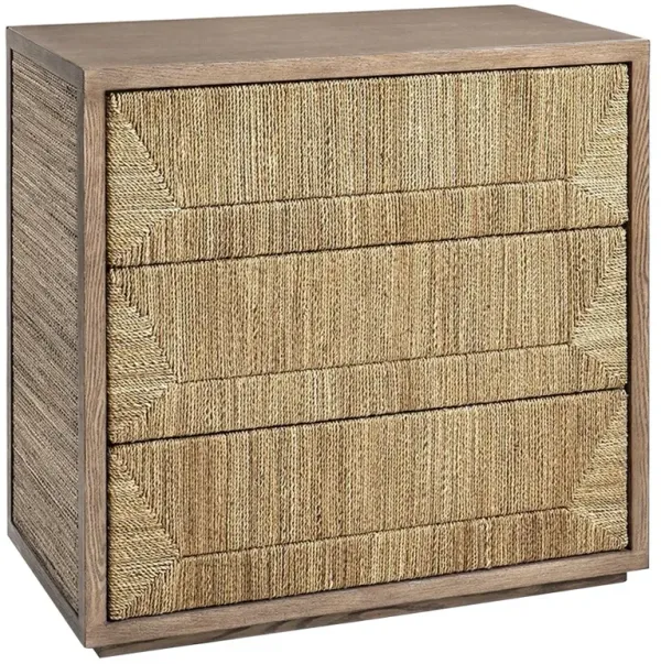 Palecek Braxton Coastal Beach Brown Oak Woven Abaca Chest