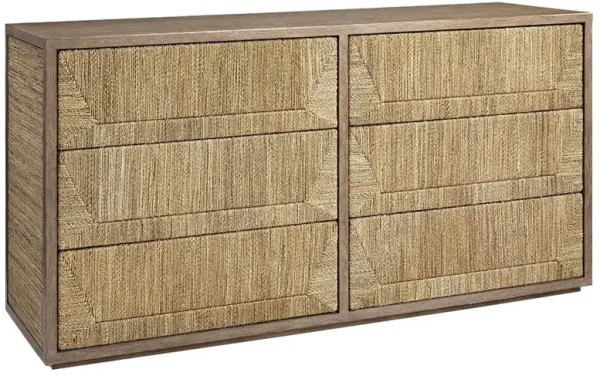 Palecek Braxton Coastal Beach Brown Oak Woven Abaca Double Dresser